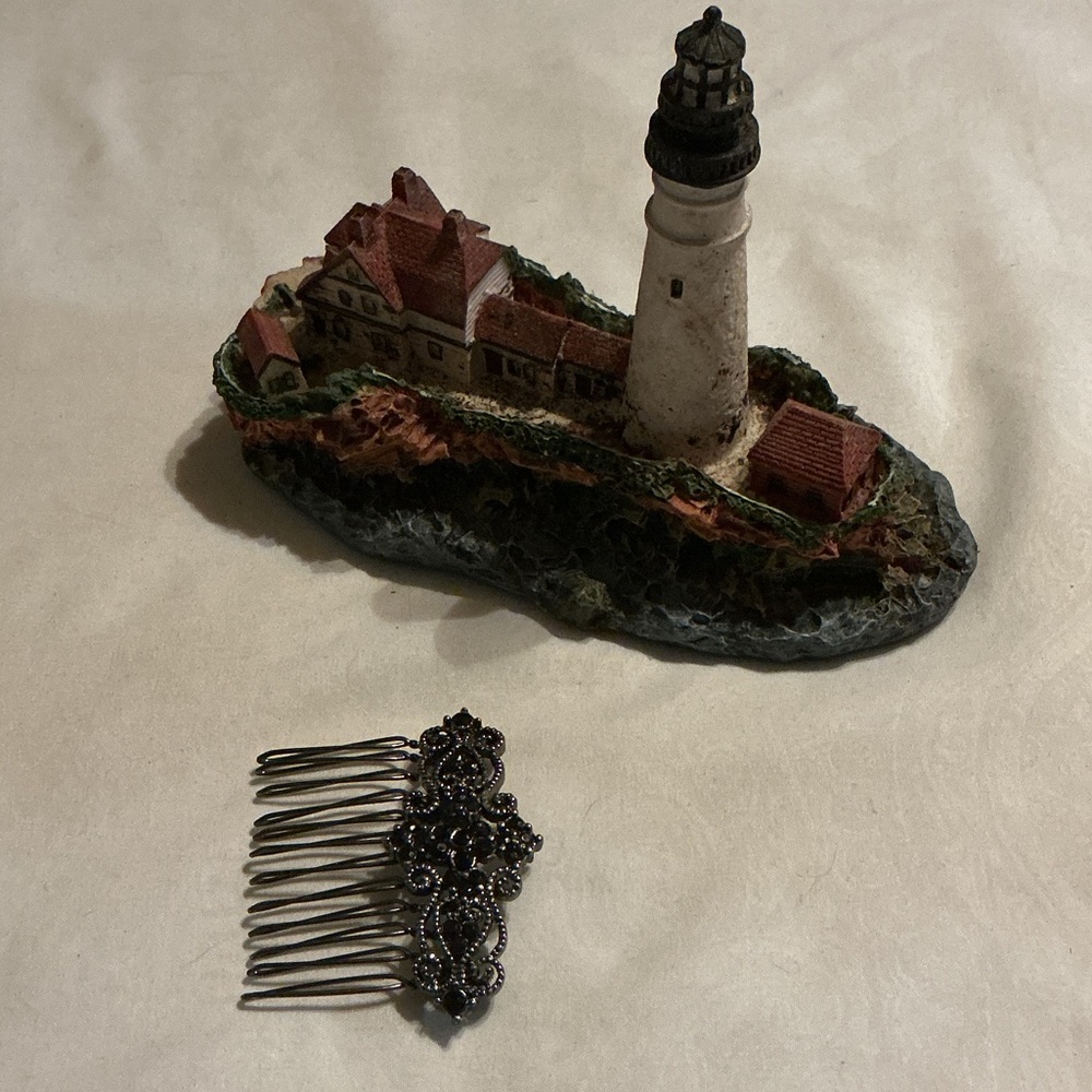 Vintage Black Beaded Hair Comb